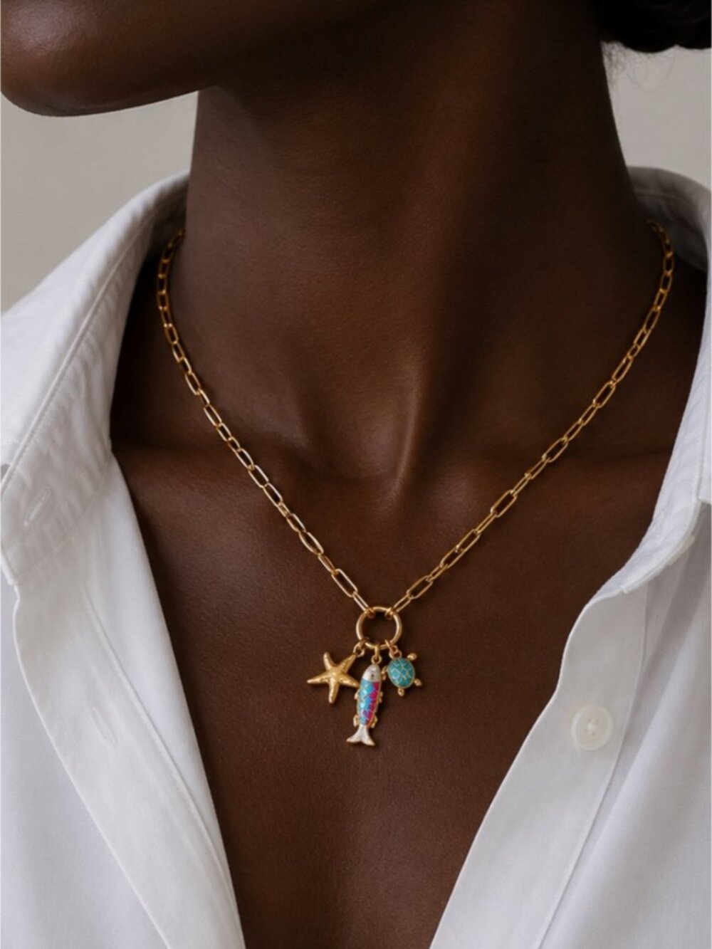 New! Coastal Preppy Gold Starfish Necklace NWOT 5041